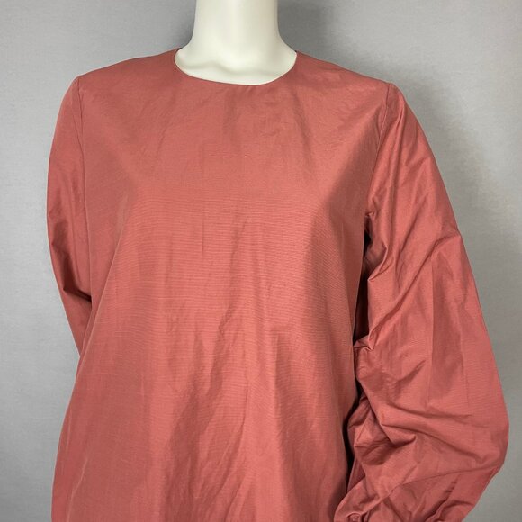 COS Dress Terracotta Brown Tunic Puff Sleeve Oversized Fit Women US Medium EU 42 - Picture 3 of 13